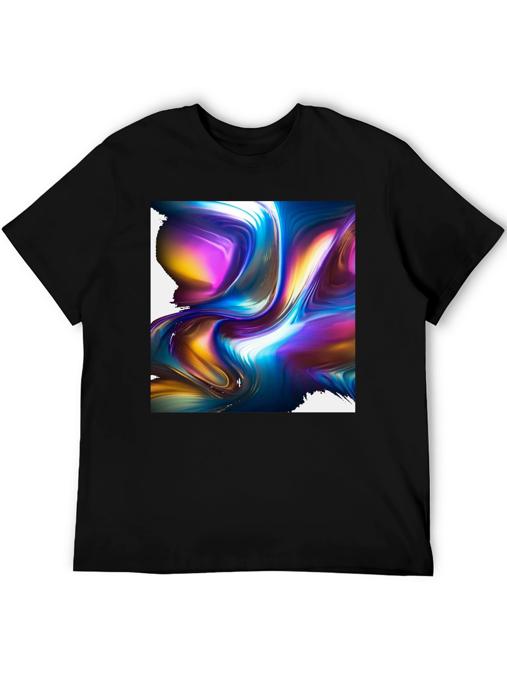 Abstract Art Black Tee: Bold Swirl Design