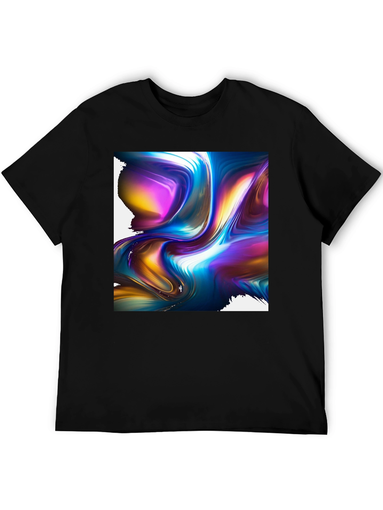 Abstract Art Black Tee: Bold Swirl Design