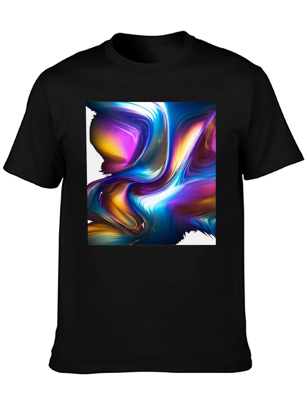 Abstract Art Black Tee: Bold Swirl Design