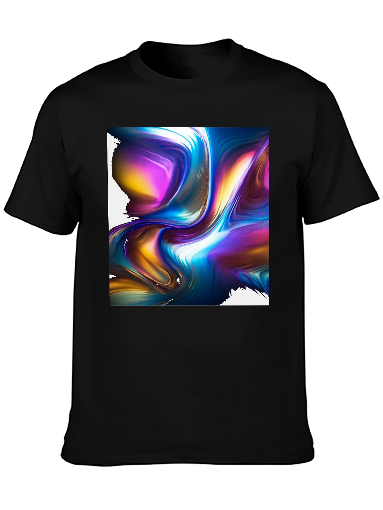Abstract Art Black Tee: Bold Swirl Design