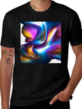 Abstract Art Black Tee: Bold Swirl Design