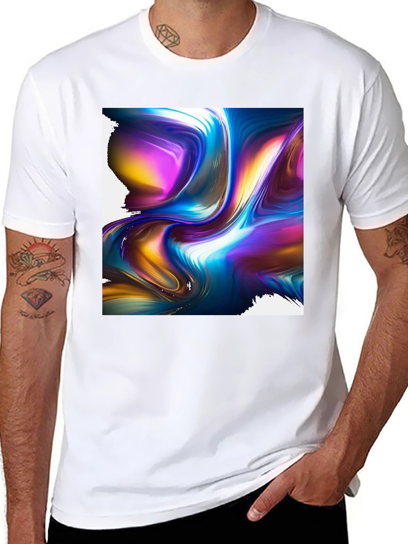 Abstract Art Black Tee: Bold Swirl Design
