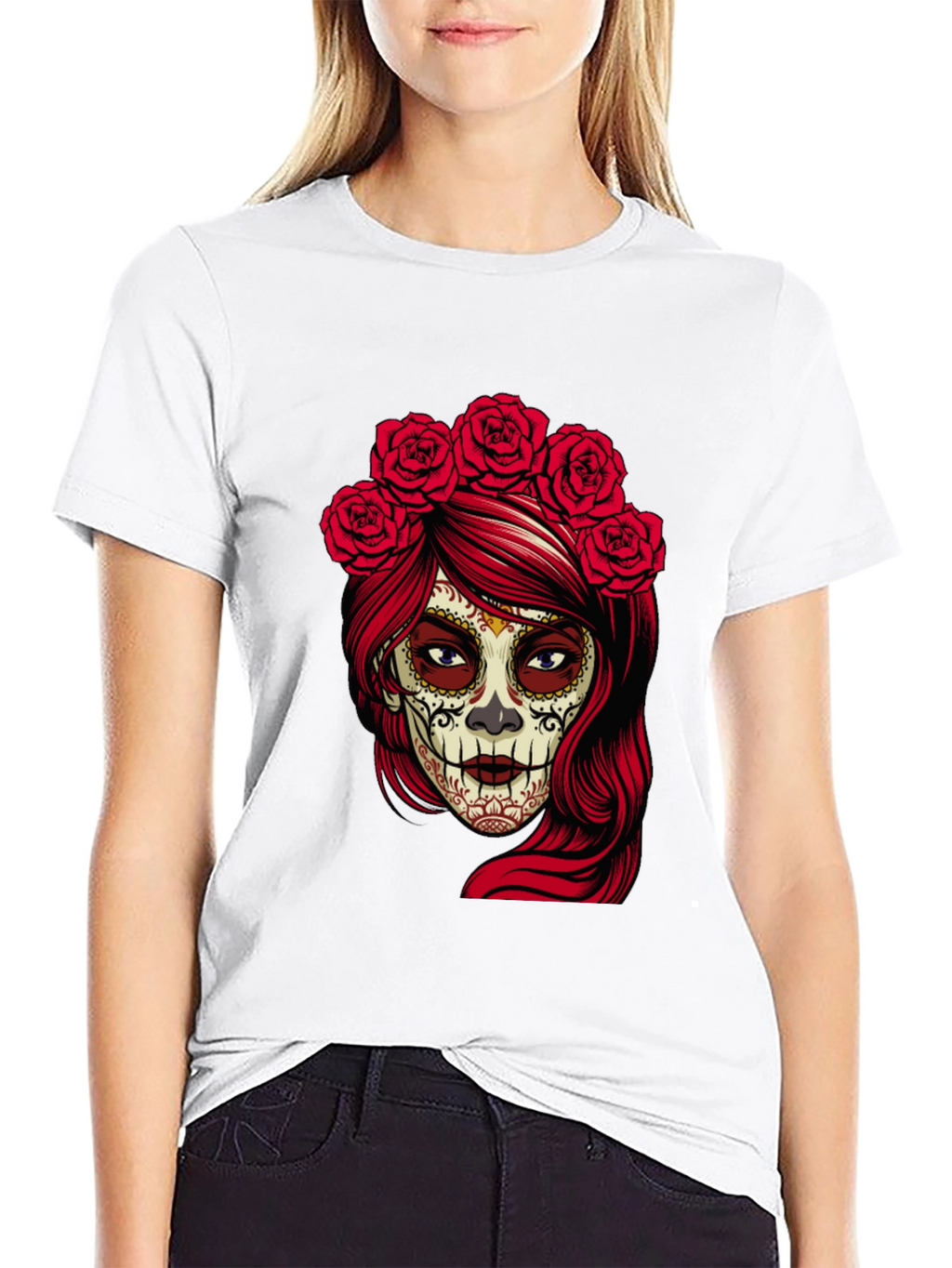 Sugar Skull Woman Black T-Shirt