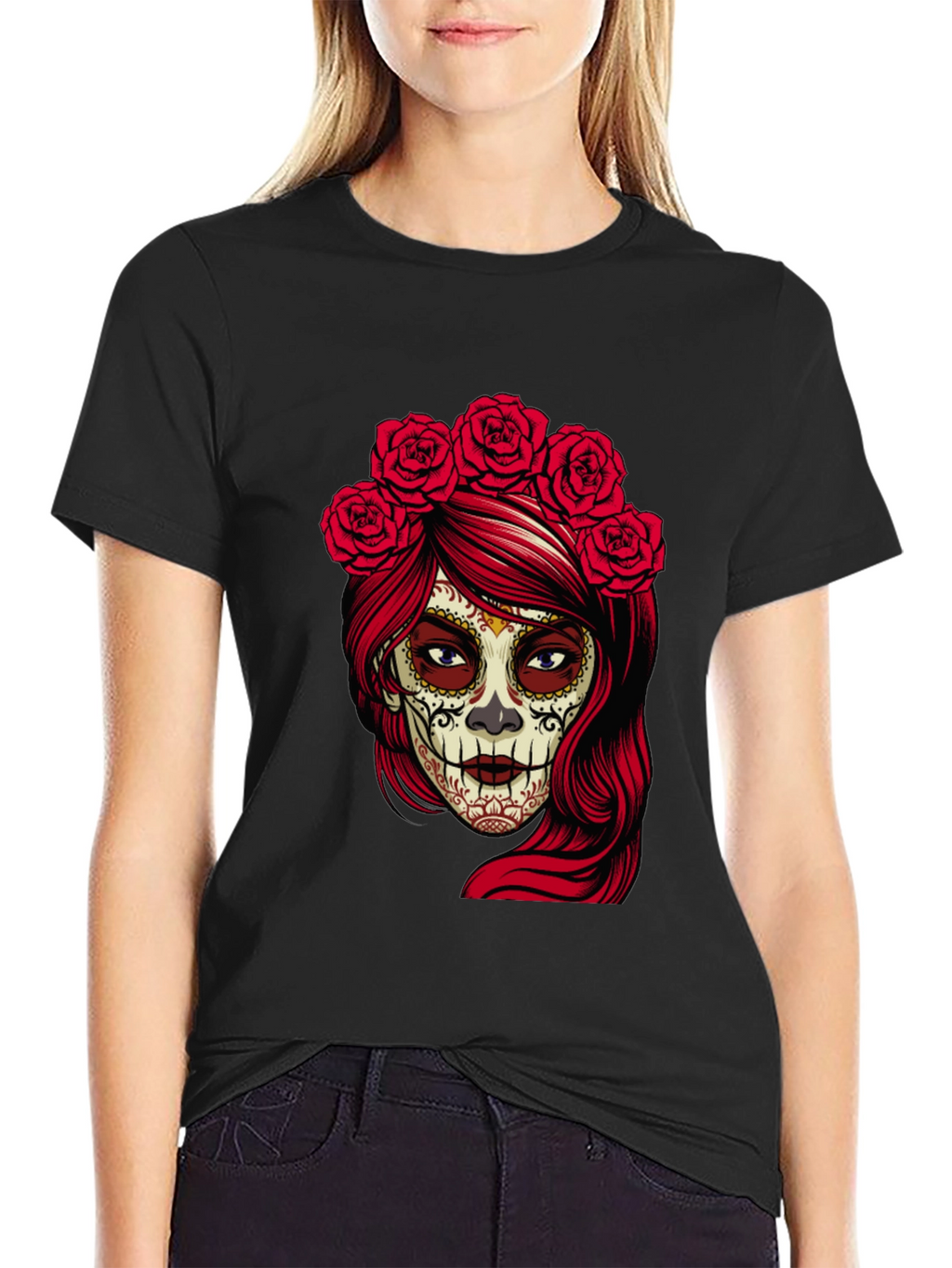 Sugar Skull Woman Black T-Shirt