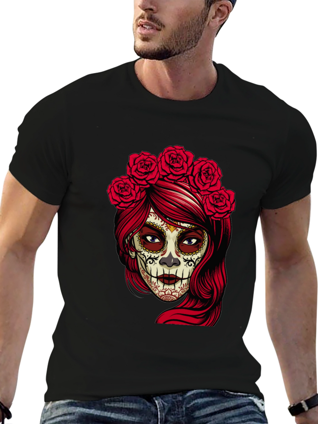 Sugar Skull Woman Black T-Shirt