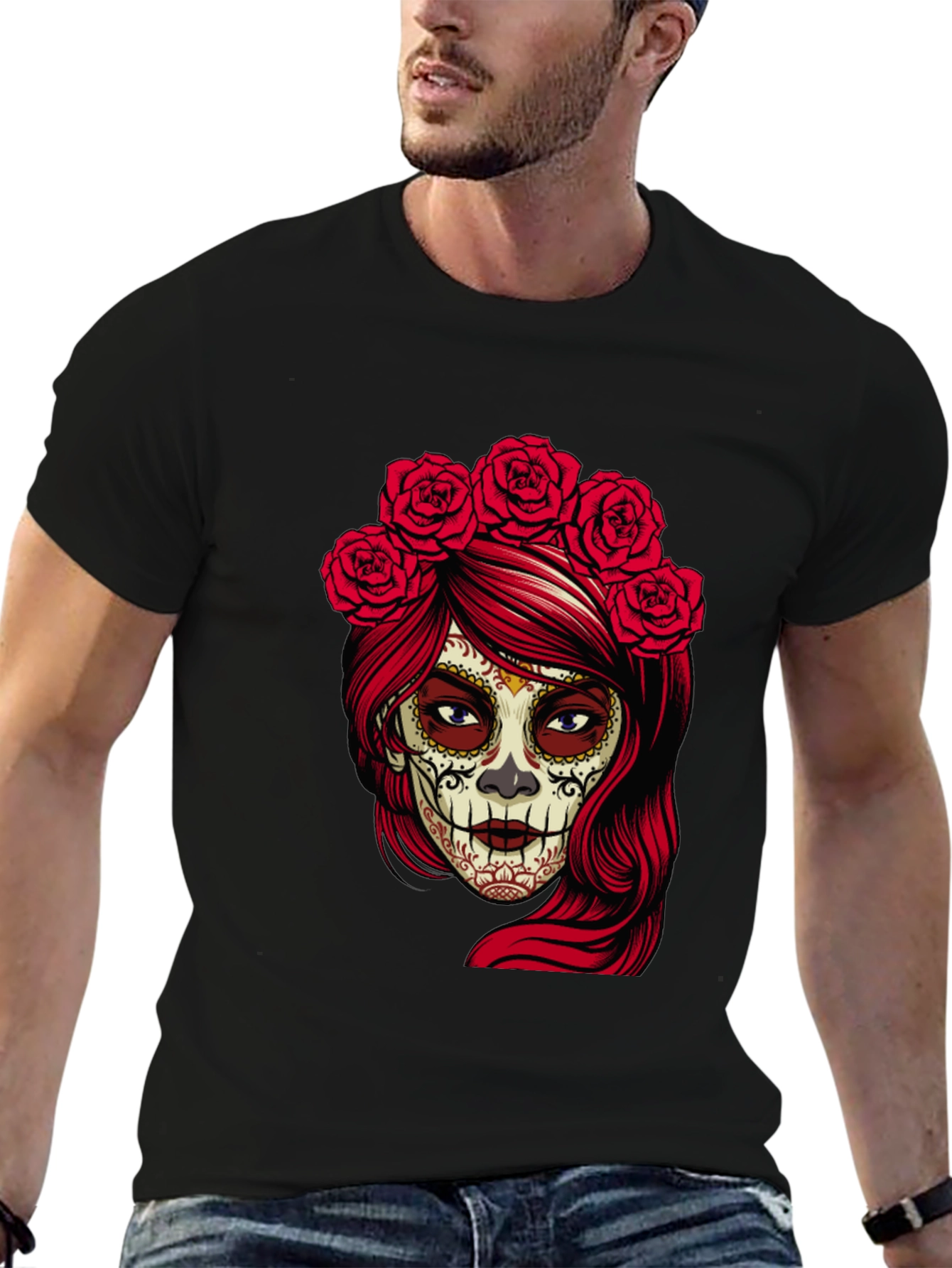 Sugar Skull Woman Black T-Shirt