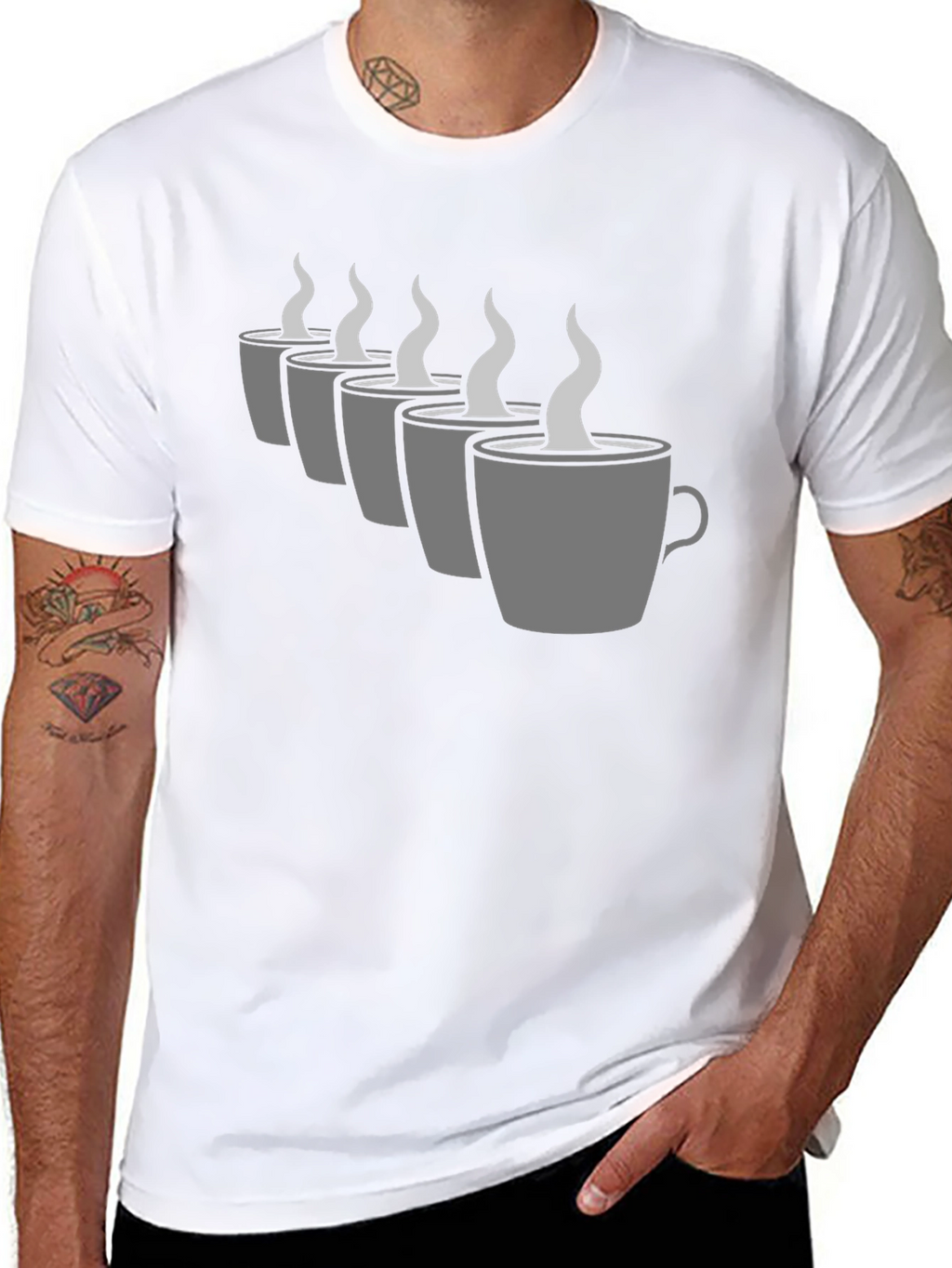 Coffee Cup Graphic Tee - Black Crew Neck