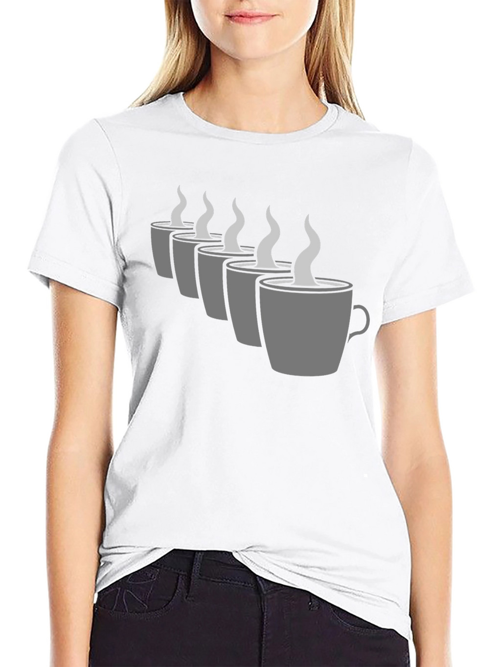 Coffee Cup Graphic Tee - Black Crew Neck