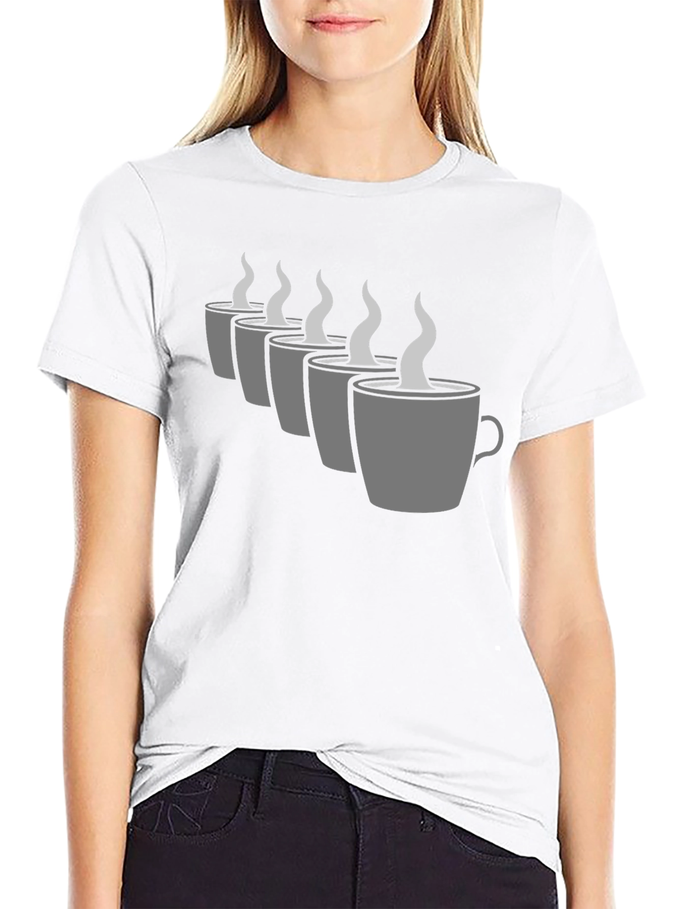 Coffee Cup Graphic Tee - Black Crew Neck