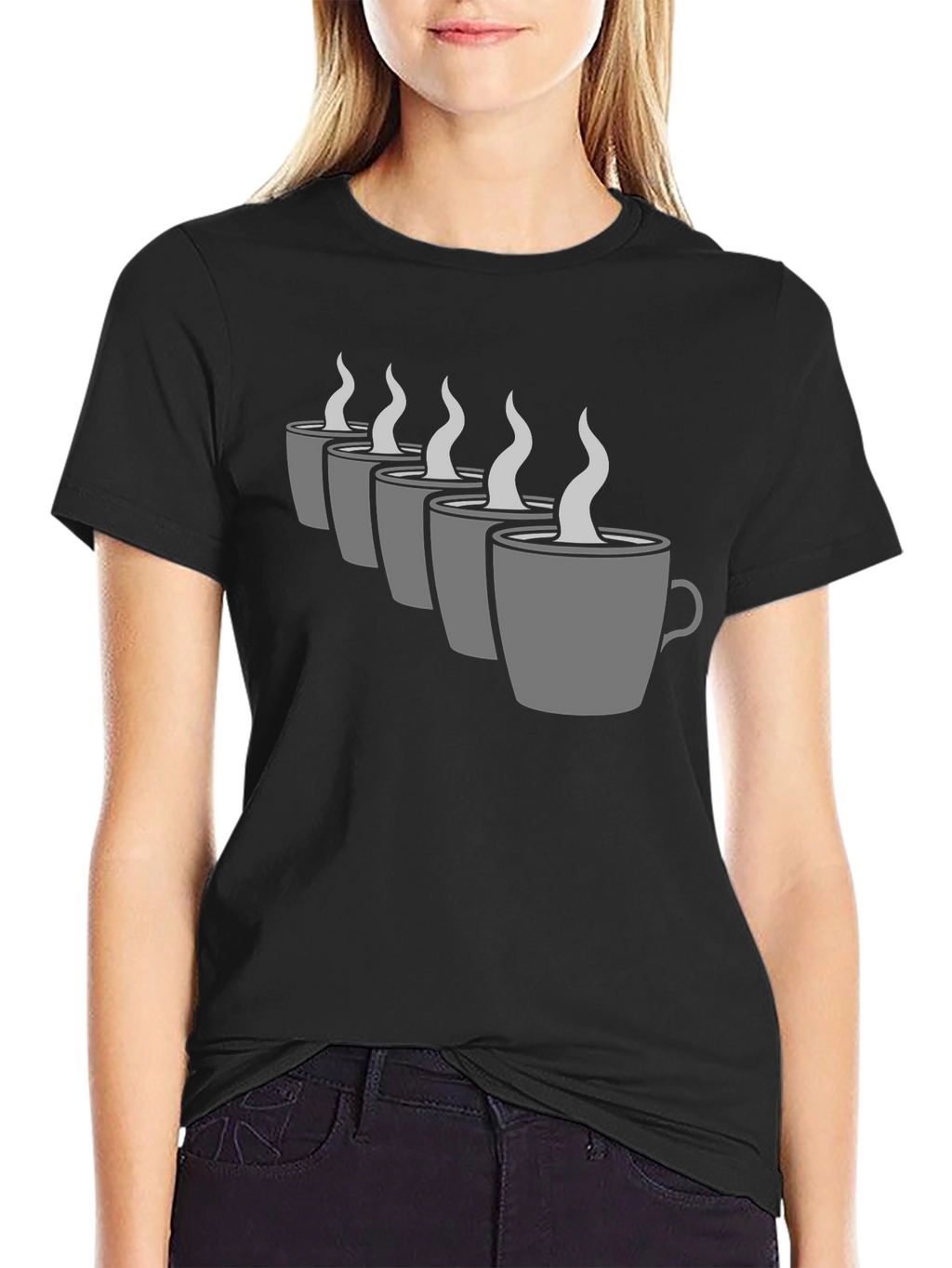 Coffee Cup Graphic Tee - Black Crew Neck