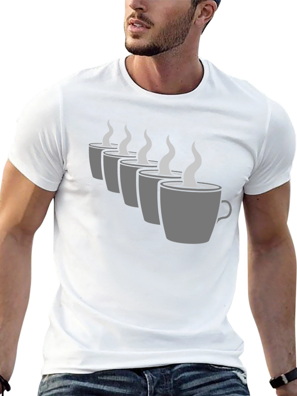 Coffee Cup Graphic Tee - Black Crew Neck
