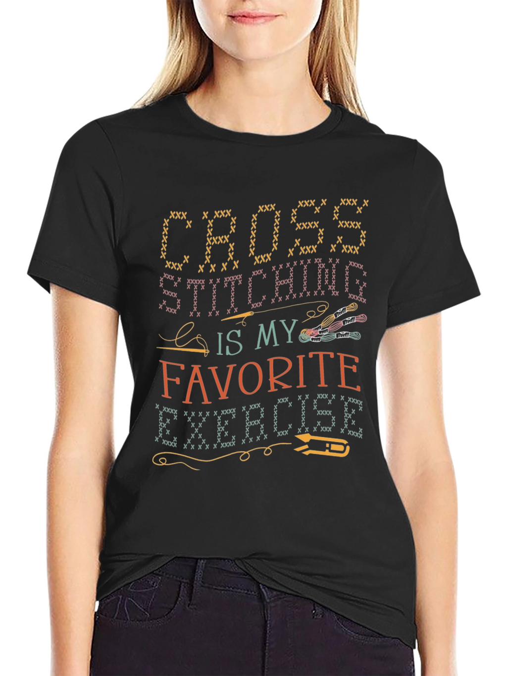 Cross Stitching Favorite Exercise T-Shirt