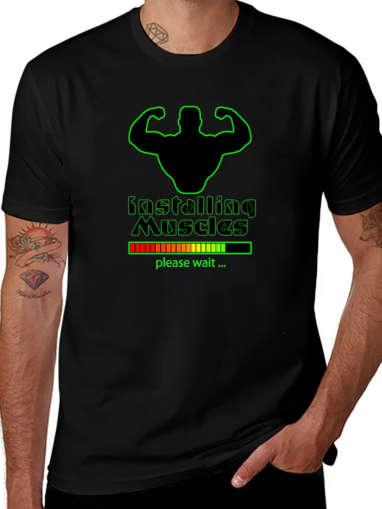 Installing Muscles Graphic T-Shirt - Black