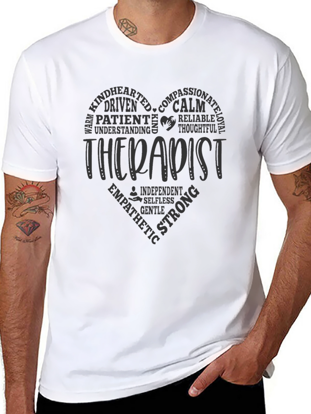 Therapist Heart Word Art T-Shirt Supportive Design