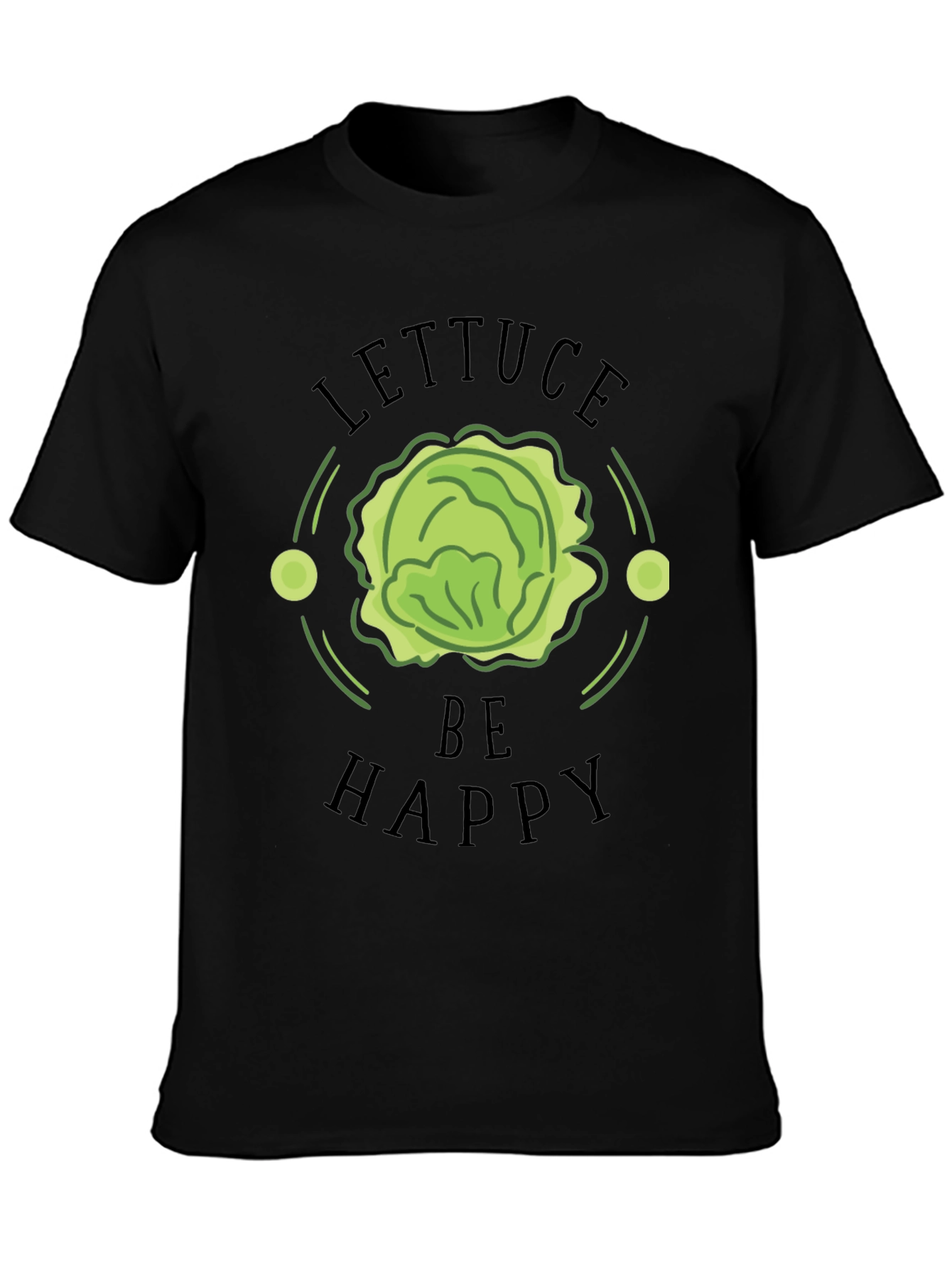Lettuce Be Happy Black Graphic T-Shirt