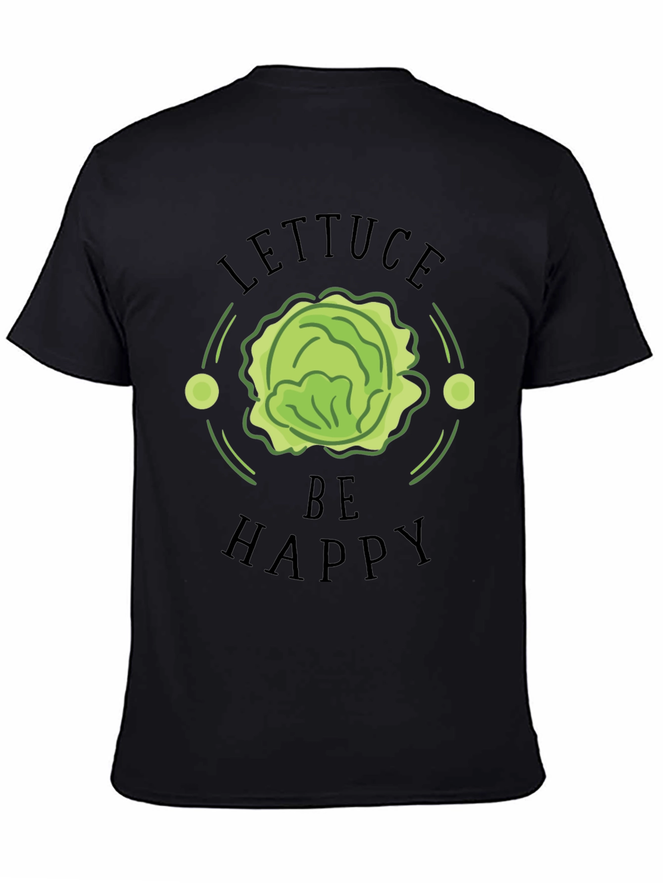 Lettuce Be Happy Black Graphic T-Shirt