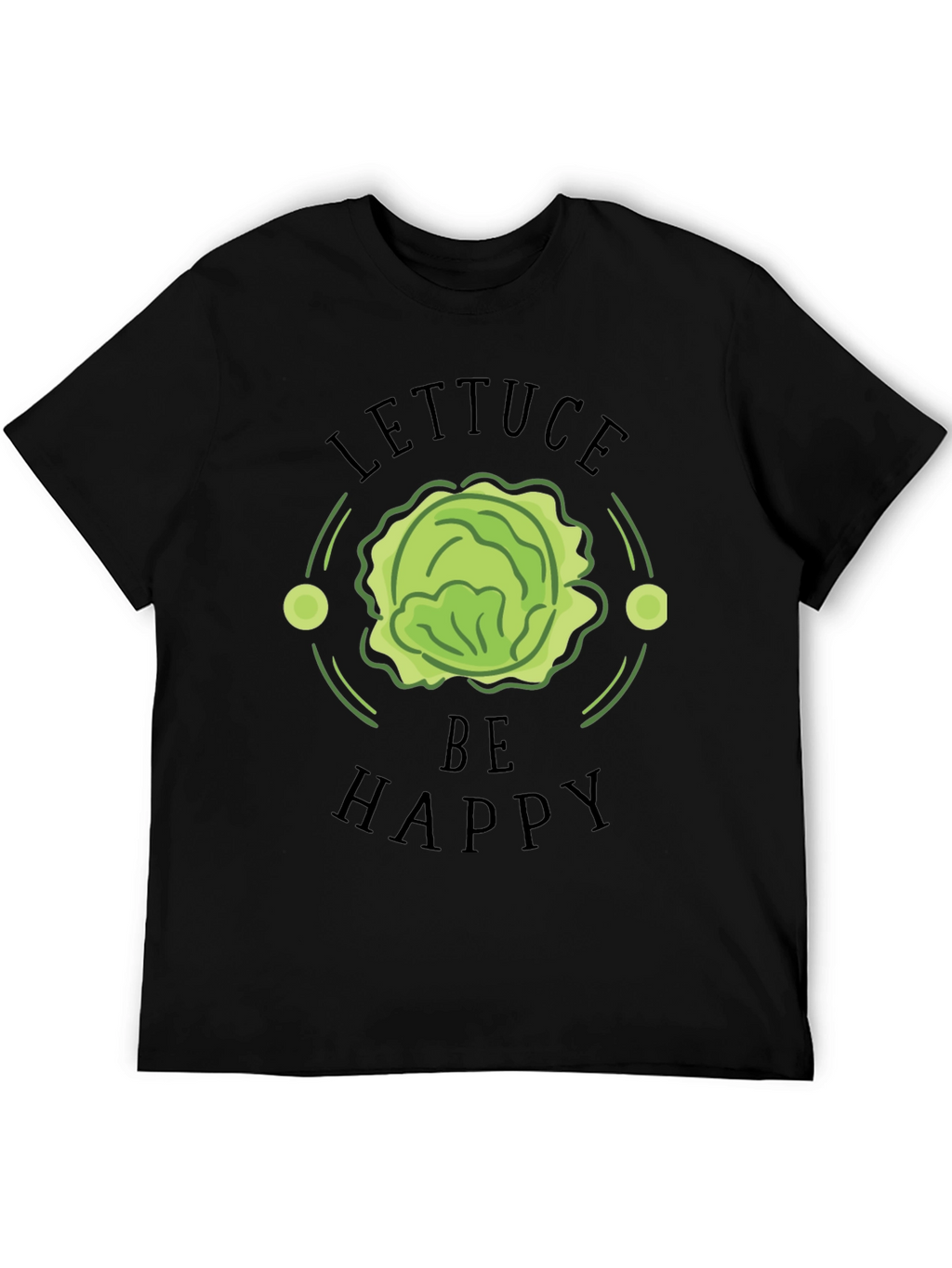 Lettuce Be Happy Black Graphic T-Shirt