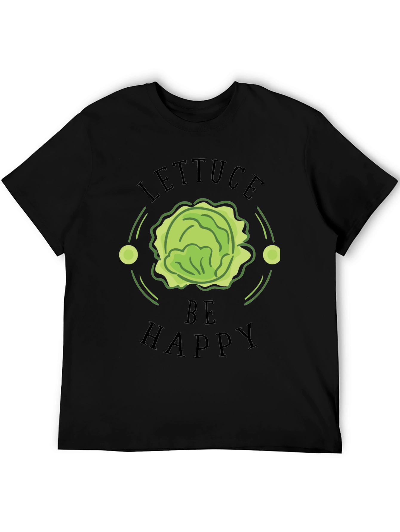 Lettuce Be Happy Black Graphic T-Shirt