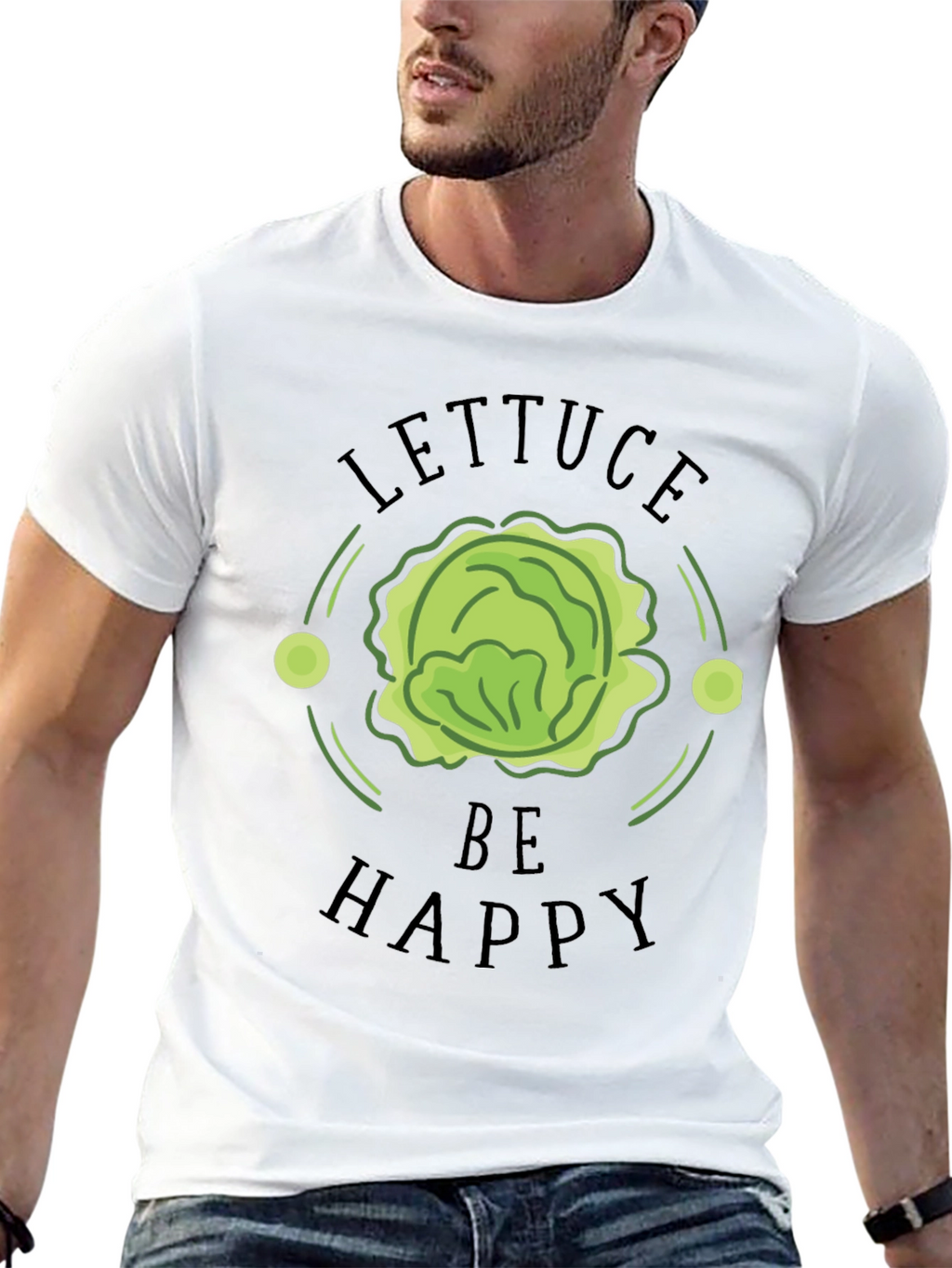 Lettuce Be Happy Black Graphic T-Shirt