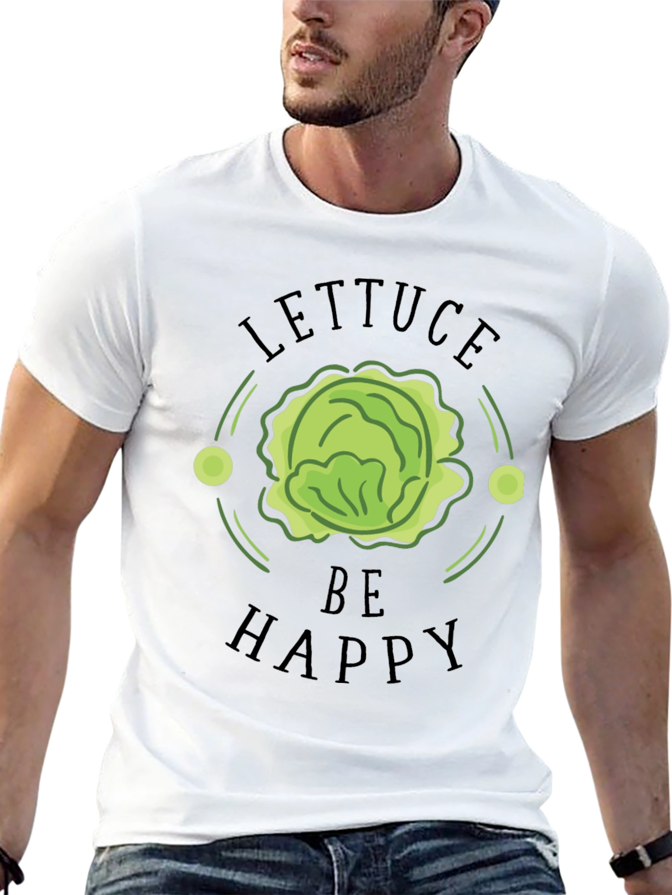 Lettuce Be Happy Black Graphic T-Shirt