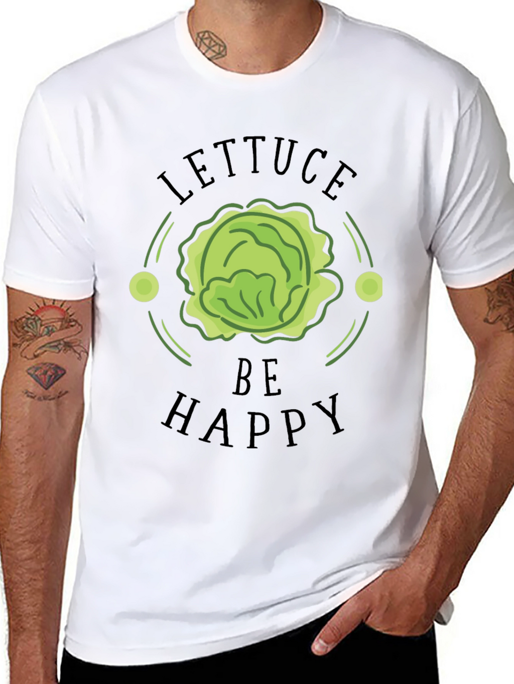 Lettuce Be Happy Black Graphic T-Shirt