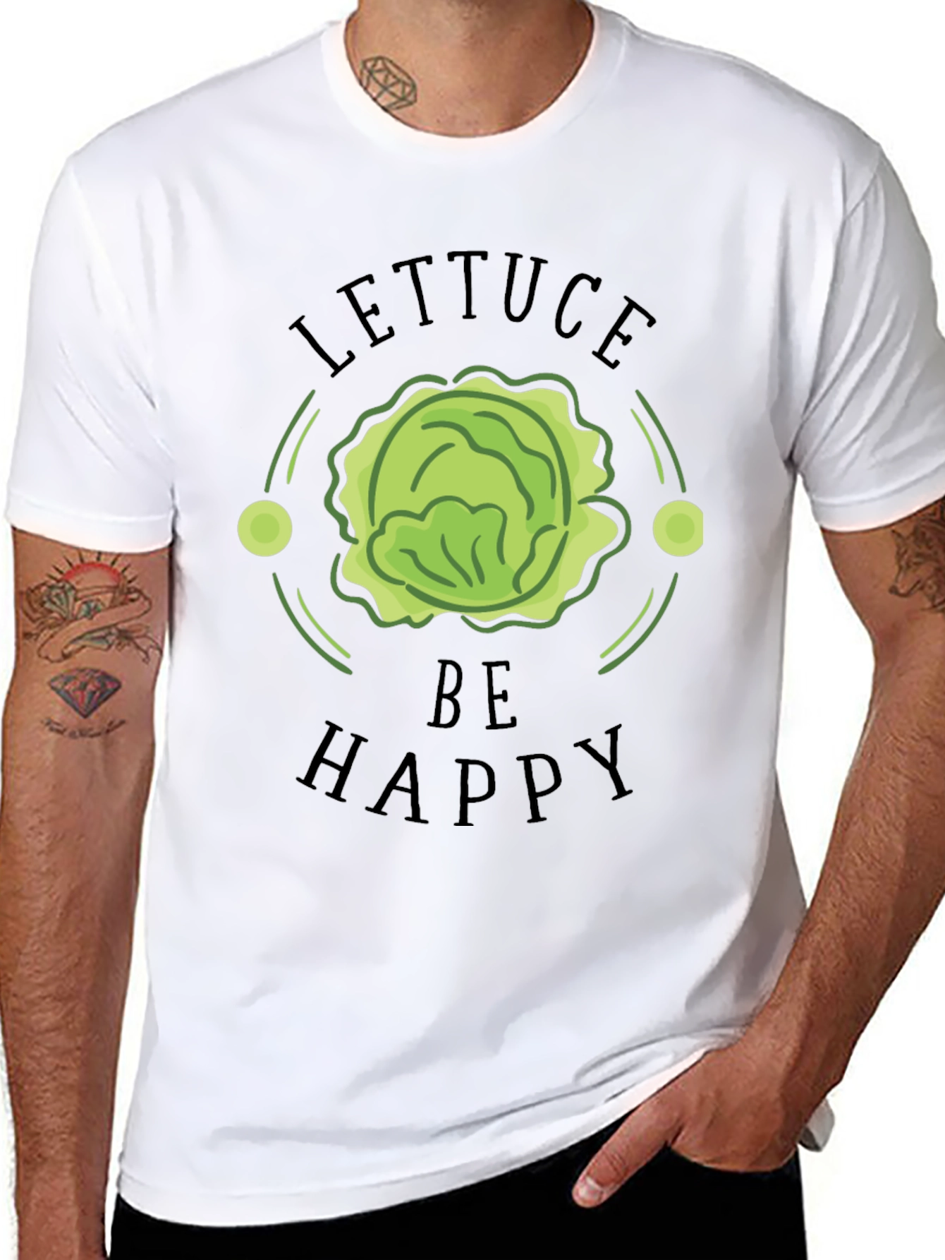 Lettuce Be Happy Black Graphic T-Shirt