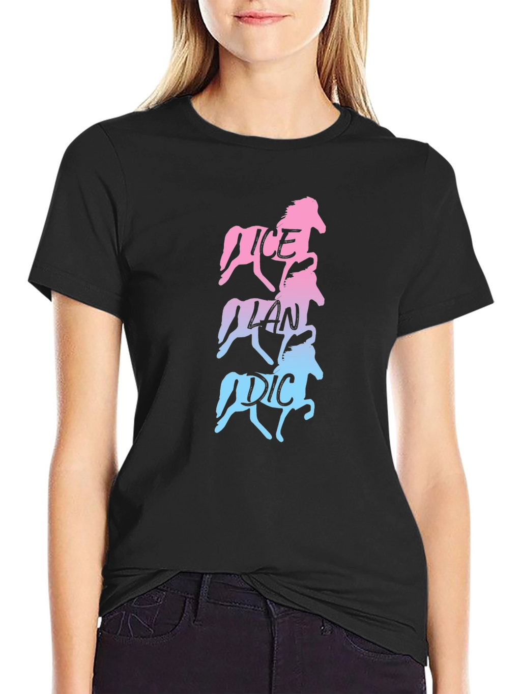 Icelandic Horse Gradient Tee - Black