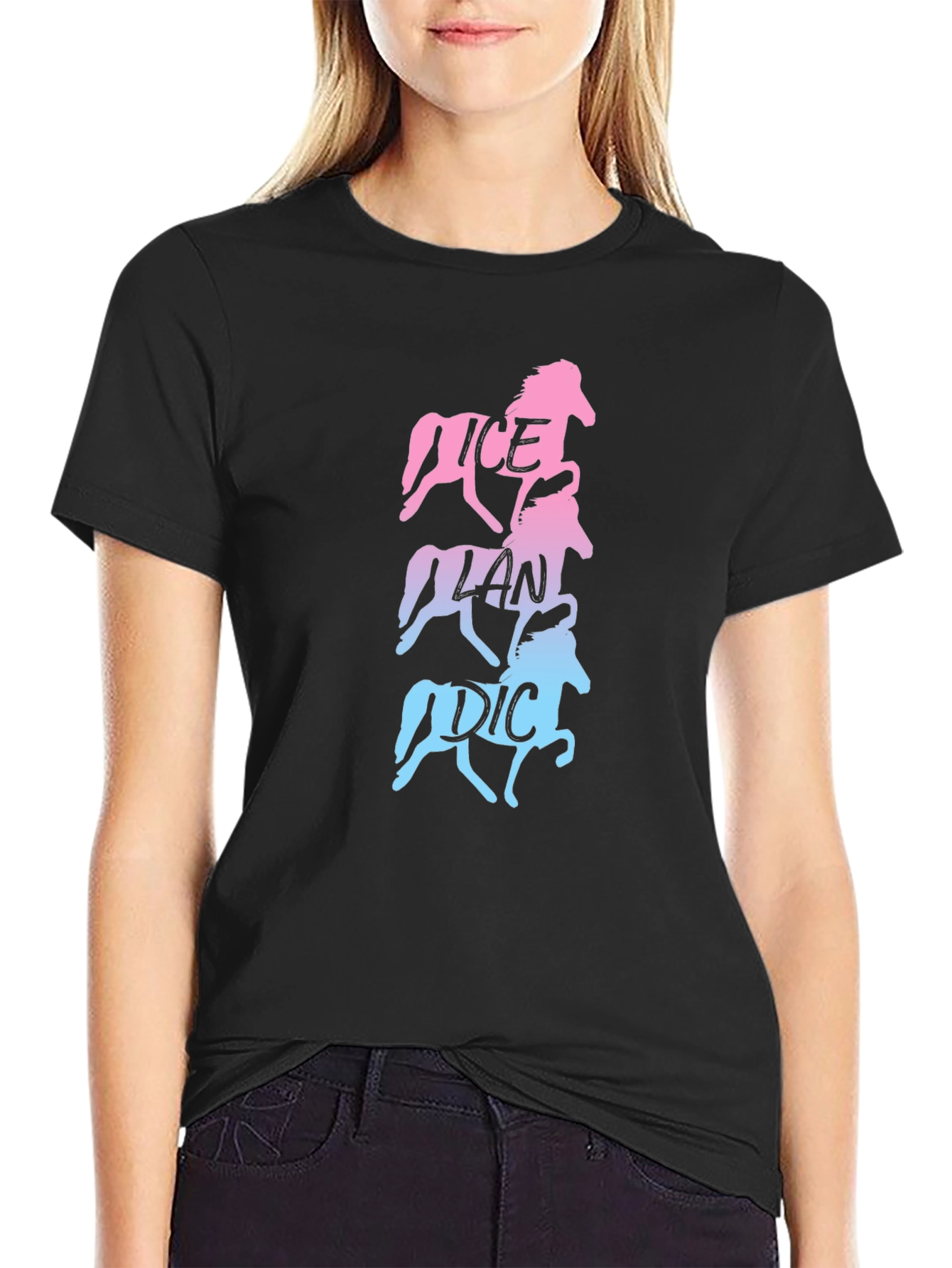 Icelandic Horse Gradient Tee - Black
