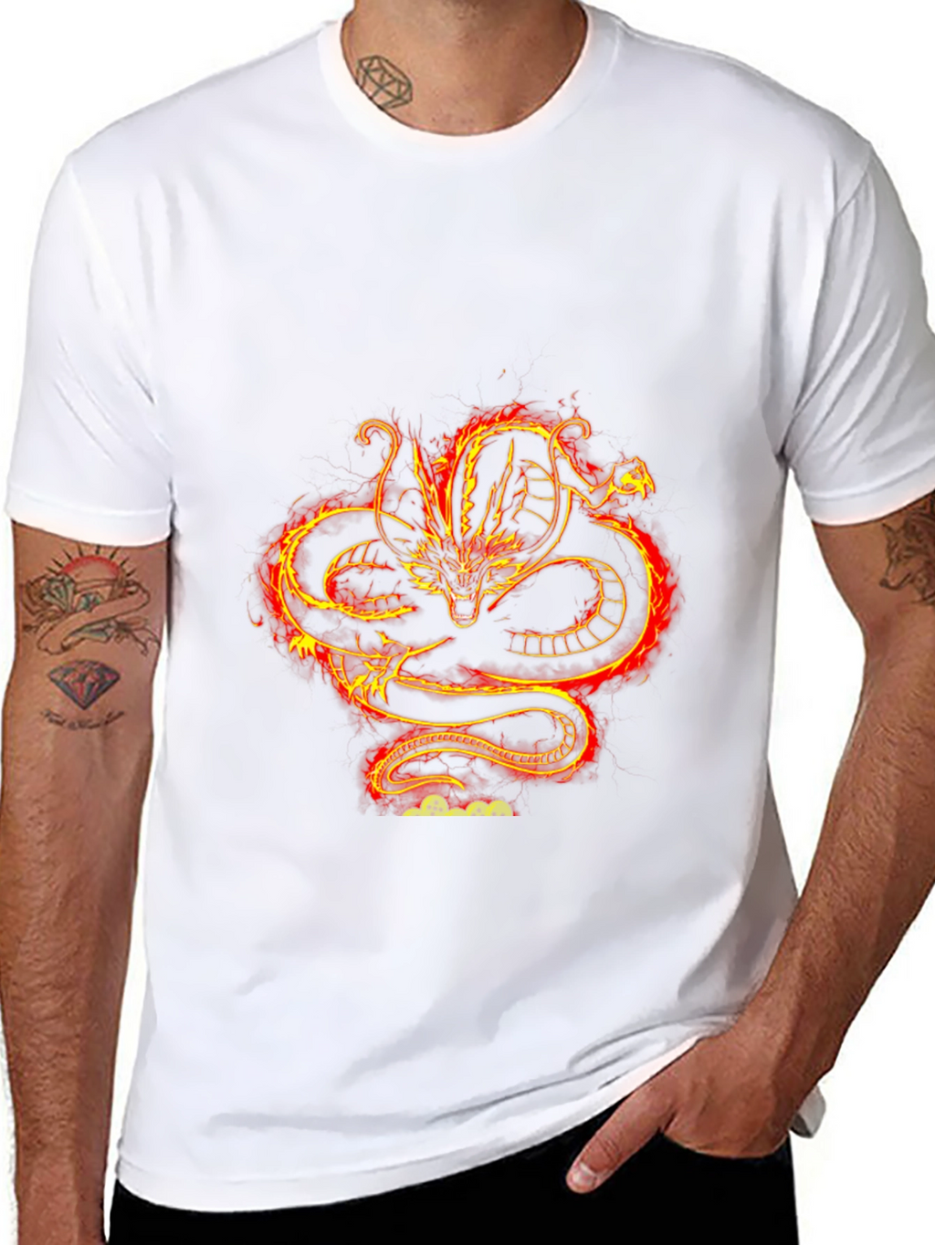 Fiery Dragon Graphic Black T-Shirt