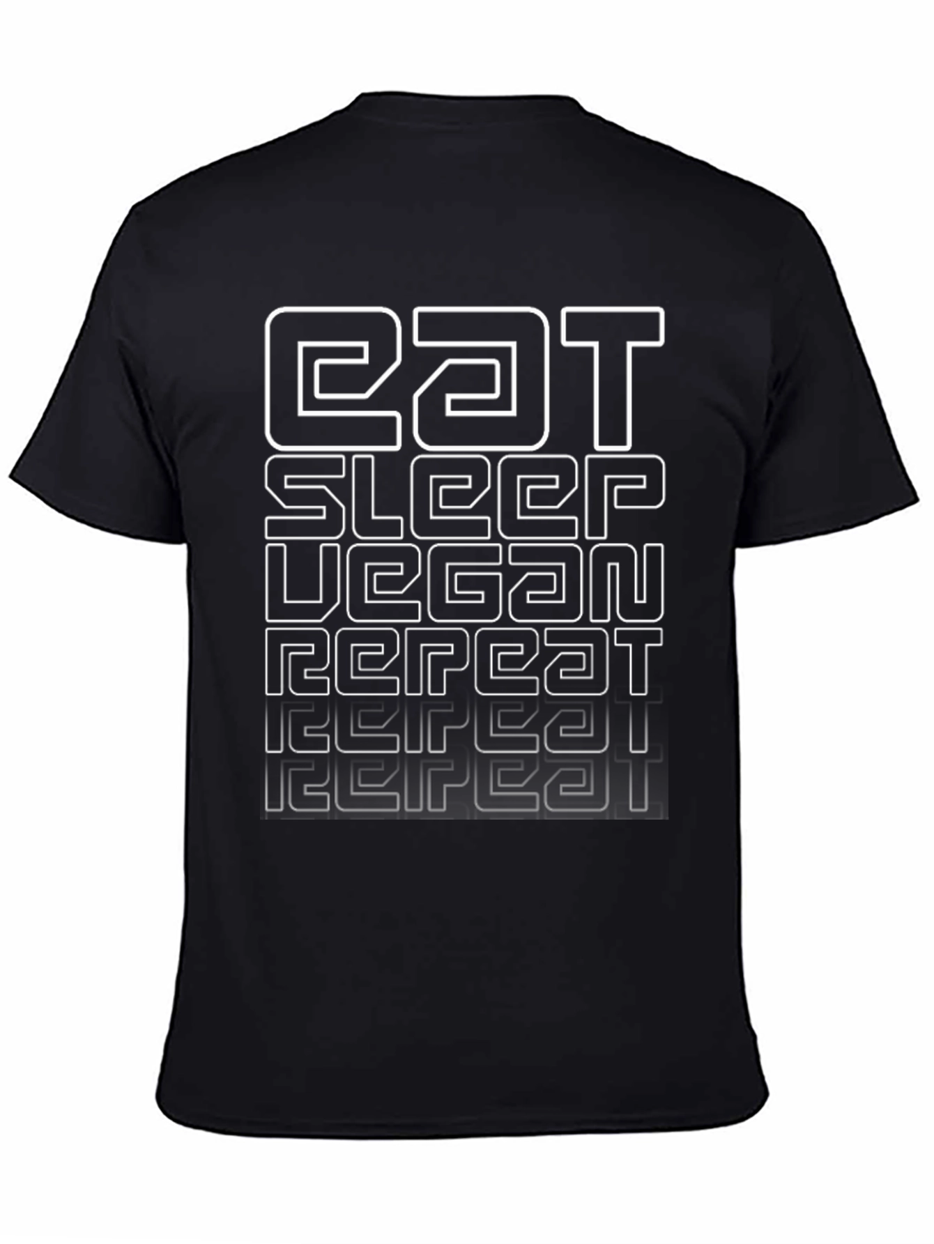 Eat Sleep Vegan Repeat T-Shirt - Black Graphic Tee