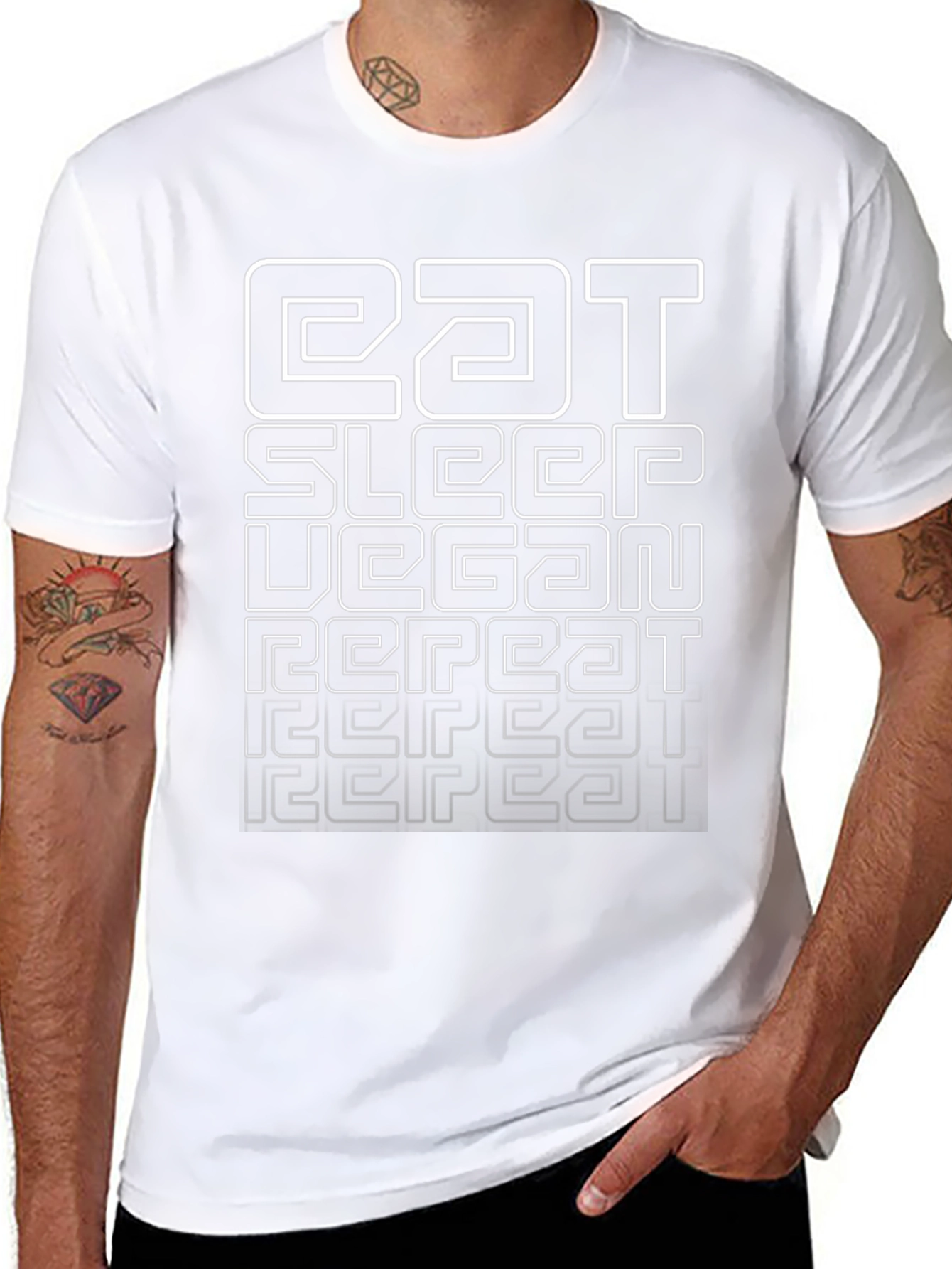 Eat Sleep Vegan Repeat T-Shirt - Black Graphic Tee