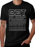 Eat Sleep Vegan Repeat T-Shirt - Black Graphic Tee