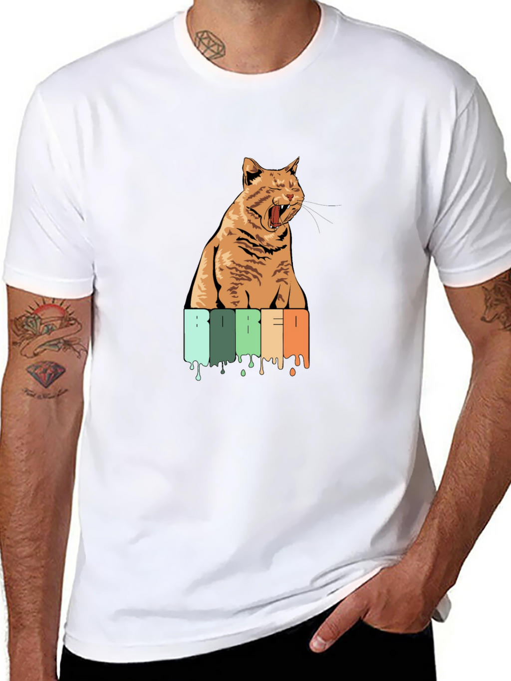 Bored Cat Graphic Tee - Unisex Black T-Shirt