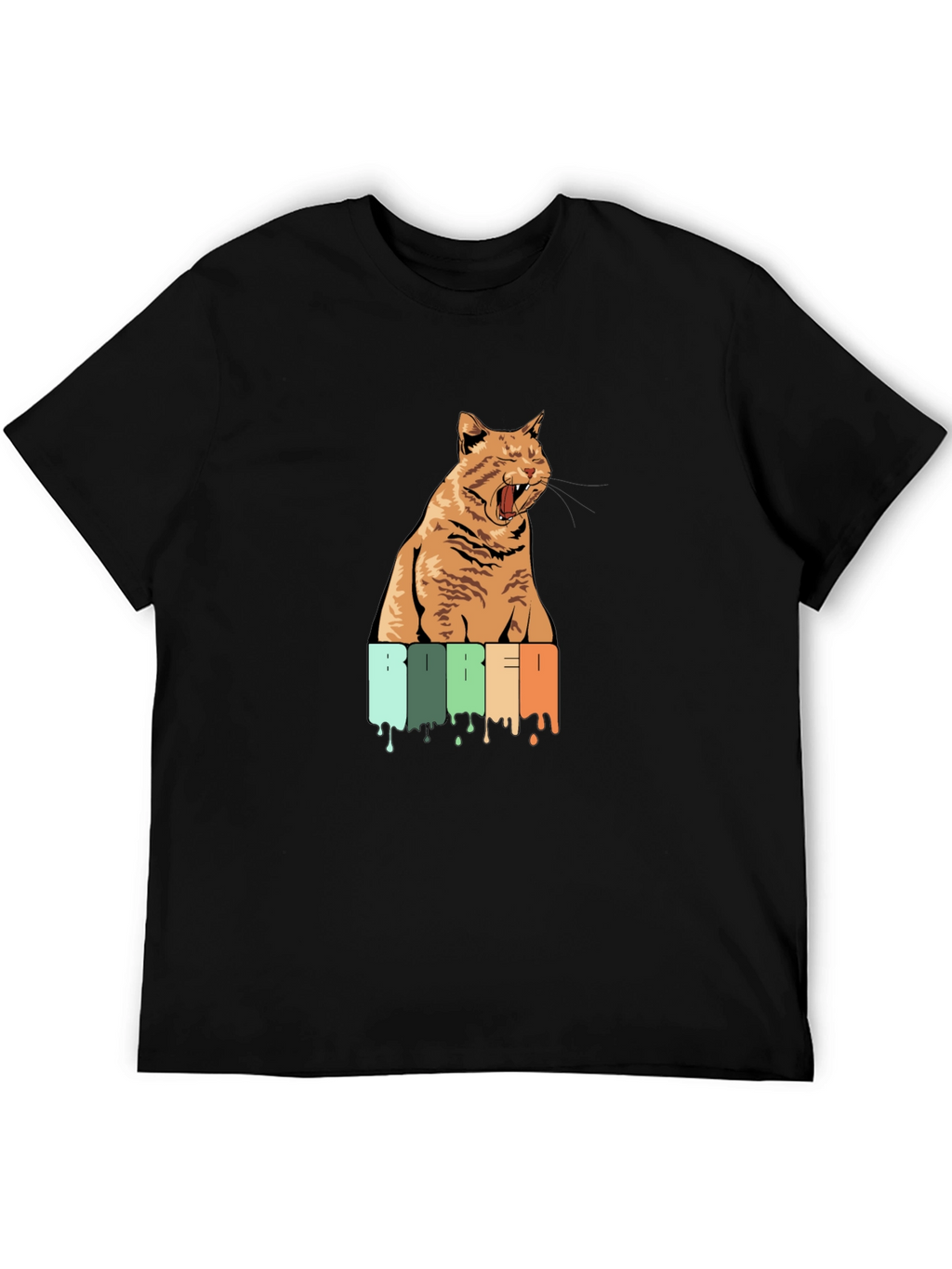 Bored Cat Graphic Tee - Unisex Black T-Shirt