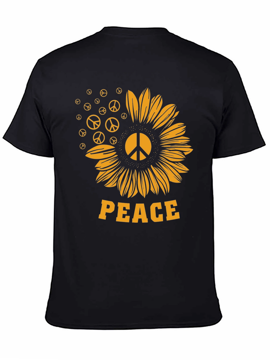 Peace Sunflower Graphic Tee - Black Unisex Shirt