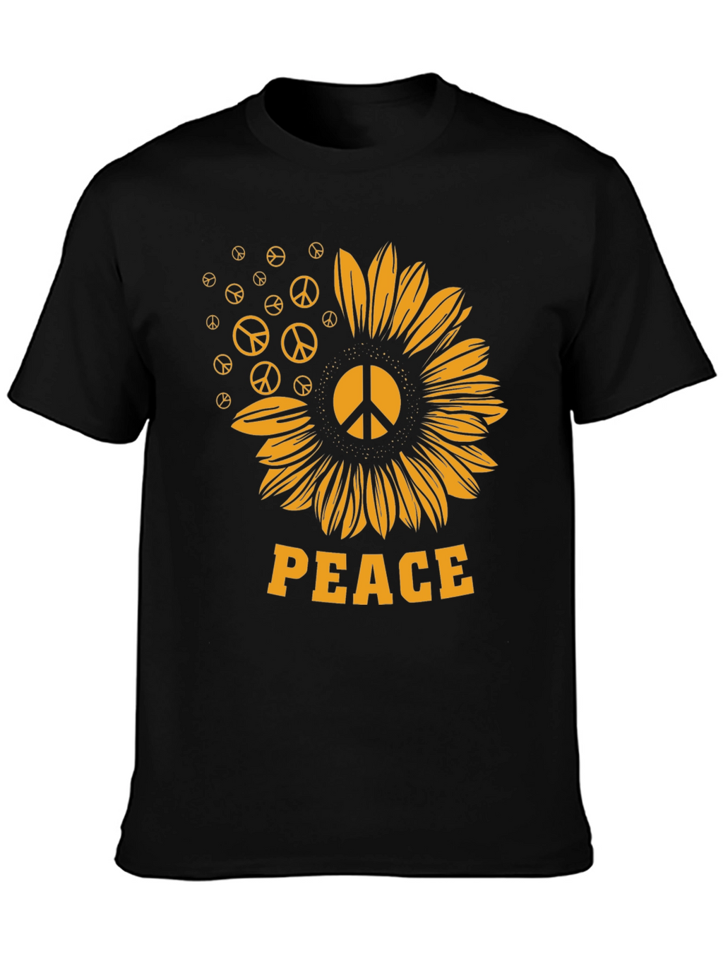 Peace Sunflower Graphic Tee - Black Unisex Shirt