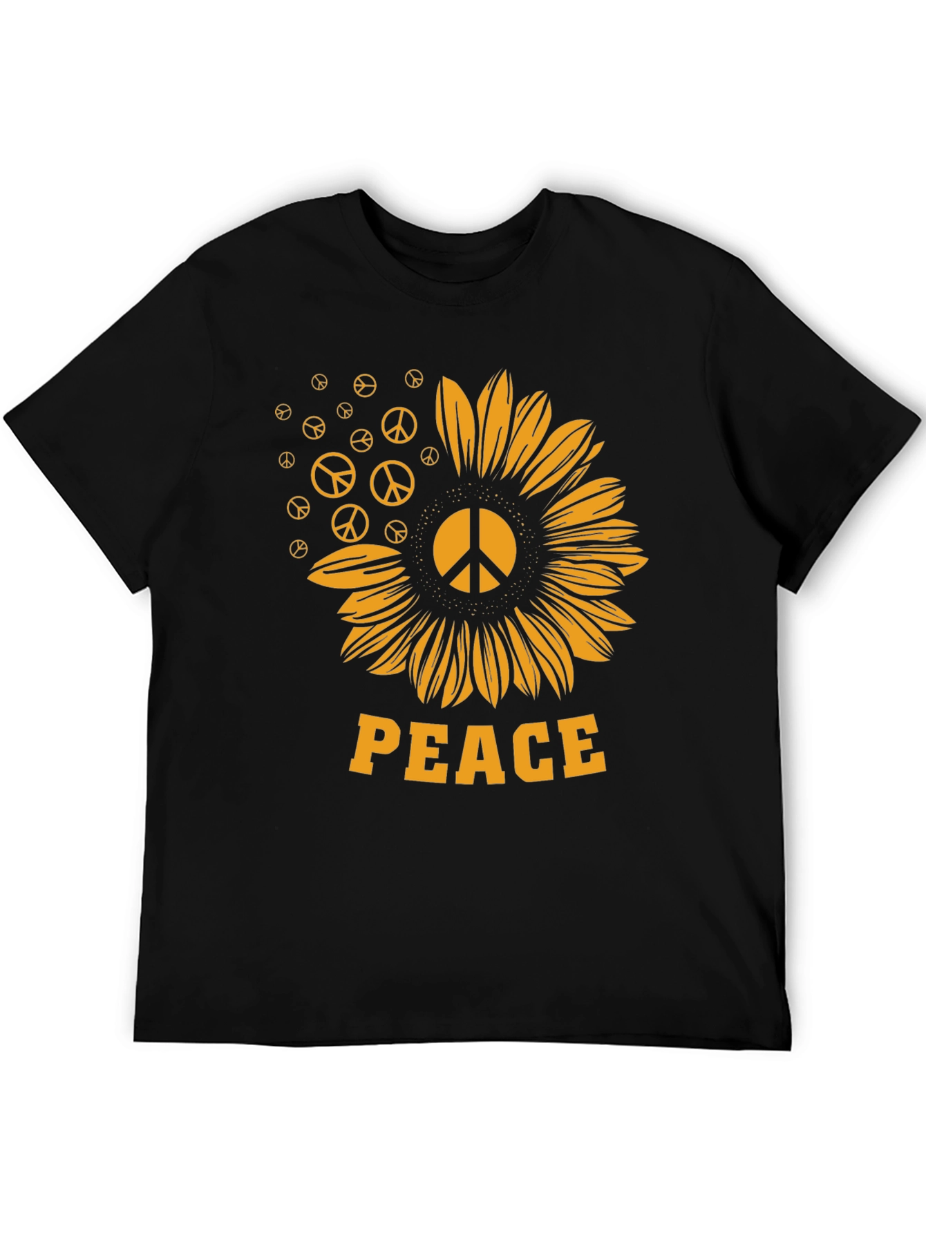 Peace Sunflower Graphic Tee - Black Unisex Shirt