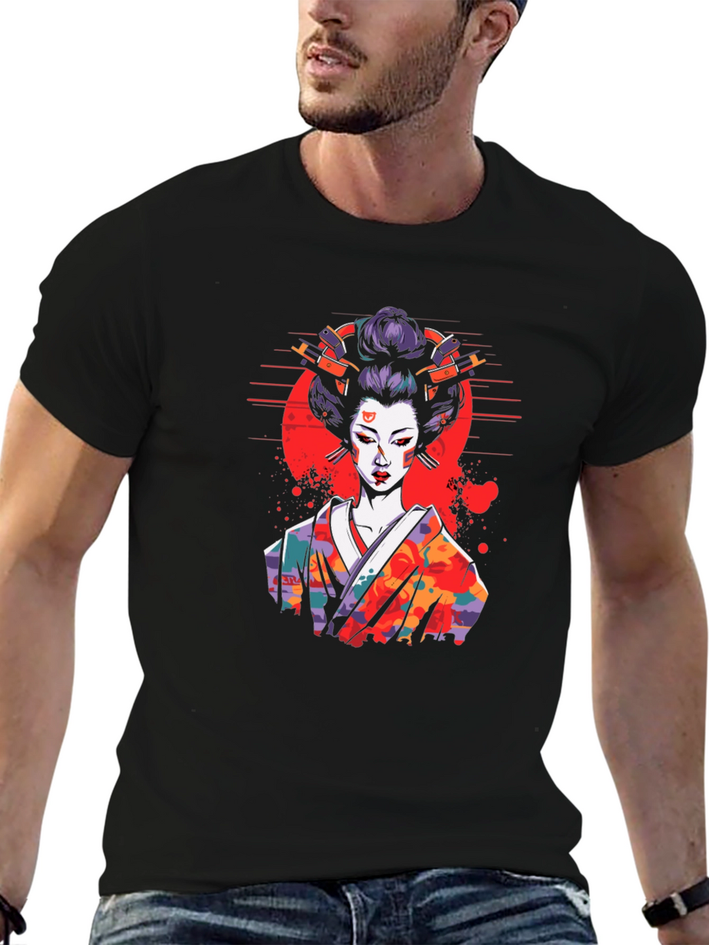 Geisha Art Graphic T-Shirt - Stylish Unisex Tee