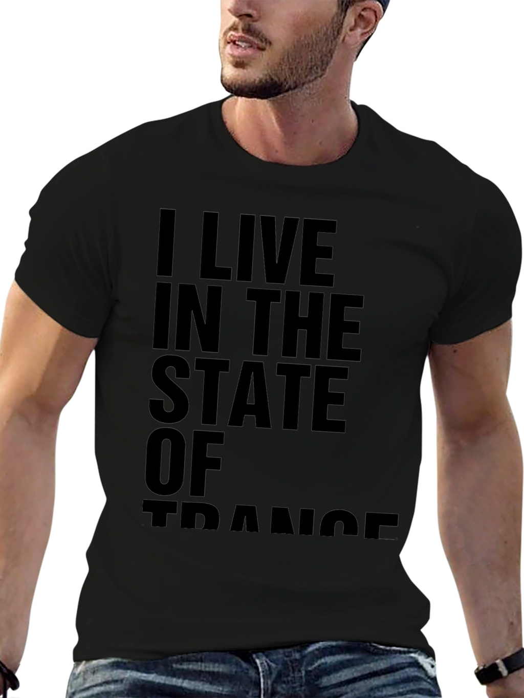 I Live In The State Of Trance Black Tee