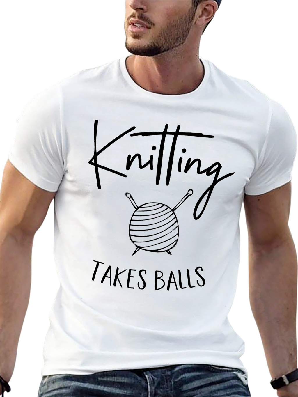 Knitting Takes Balls Graphic T-Shirt