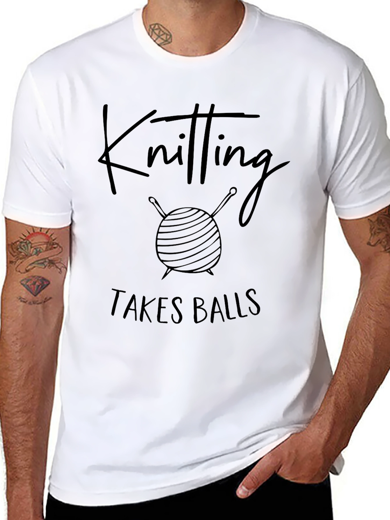Knitting Takes Balls Graphic T-Shirt
