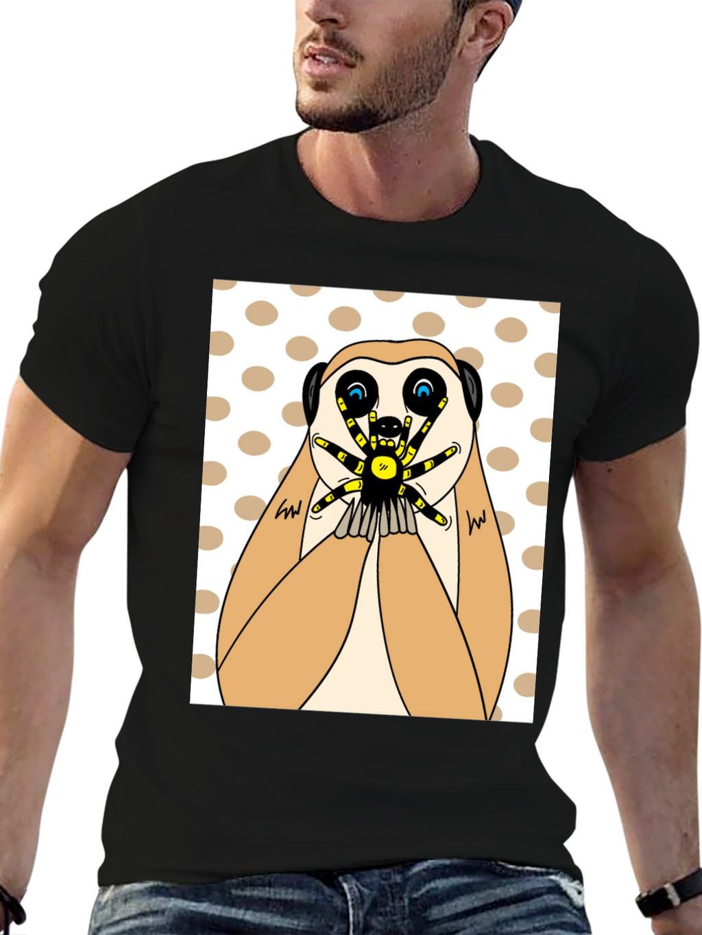 Meerkat & Spider Graphic T-Shirt - Unique Design