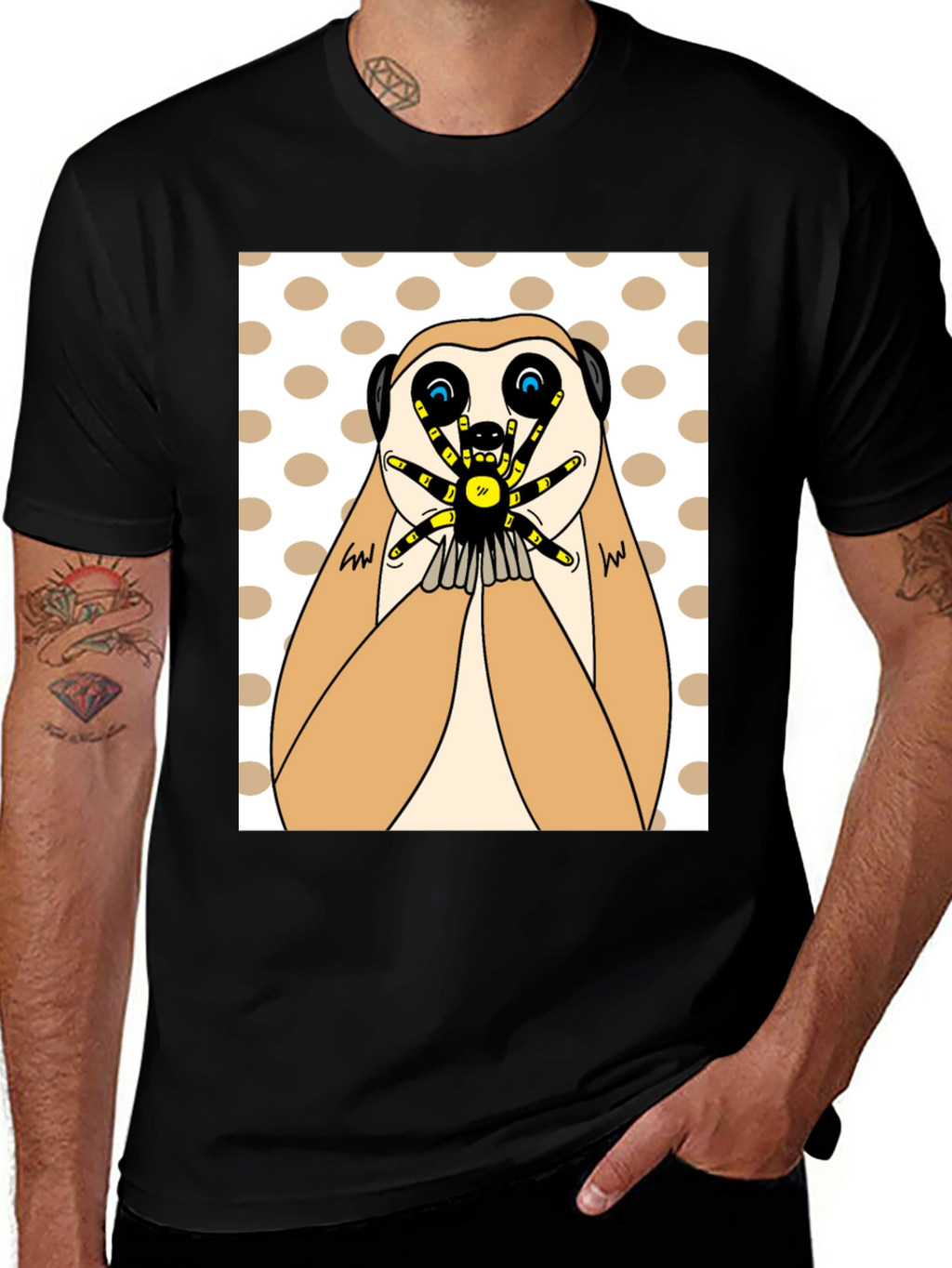 Meerkat & Spider Graphic T-Shirt - Unique Design