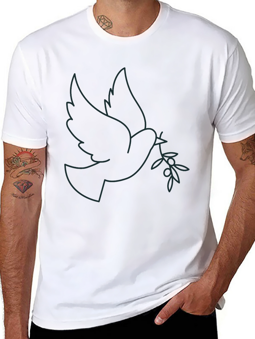 Dove Olive Branch Graphic Tee - Stylish Menswear