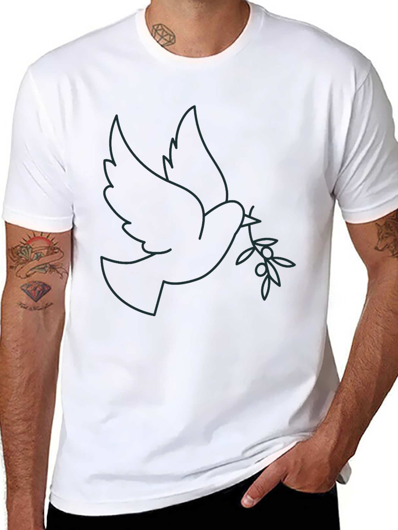 Dove Olive Branch Graphic Tee - Stylish Menswear