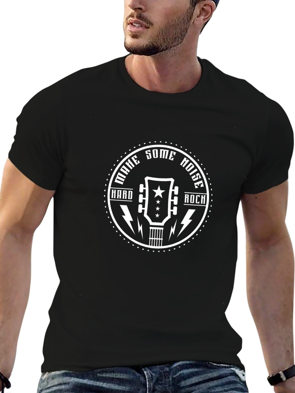 Hard Rock Guitar Graphic T-Shirt - Black