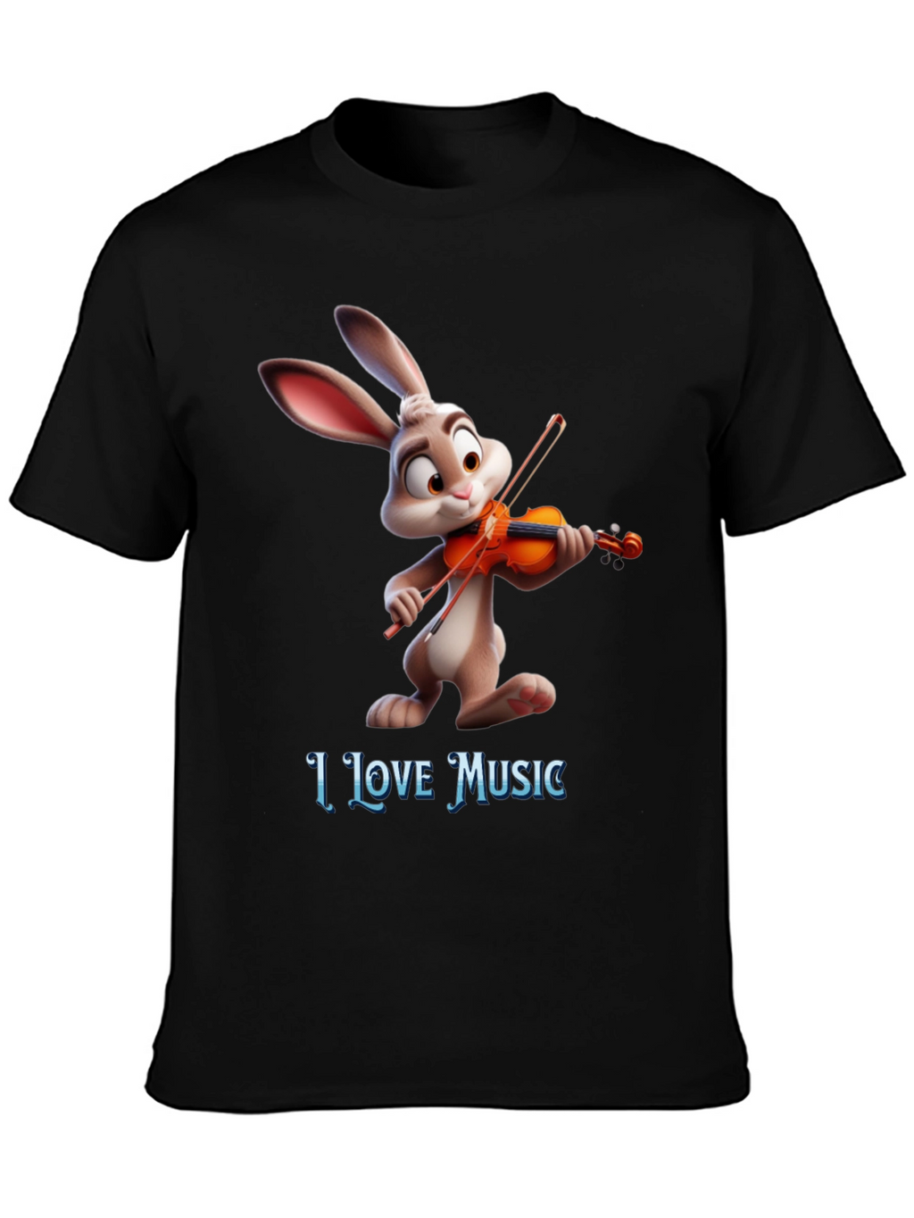 I Love Music T-Shirt with Bunny Playing Violin