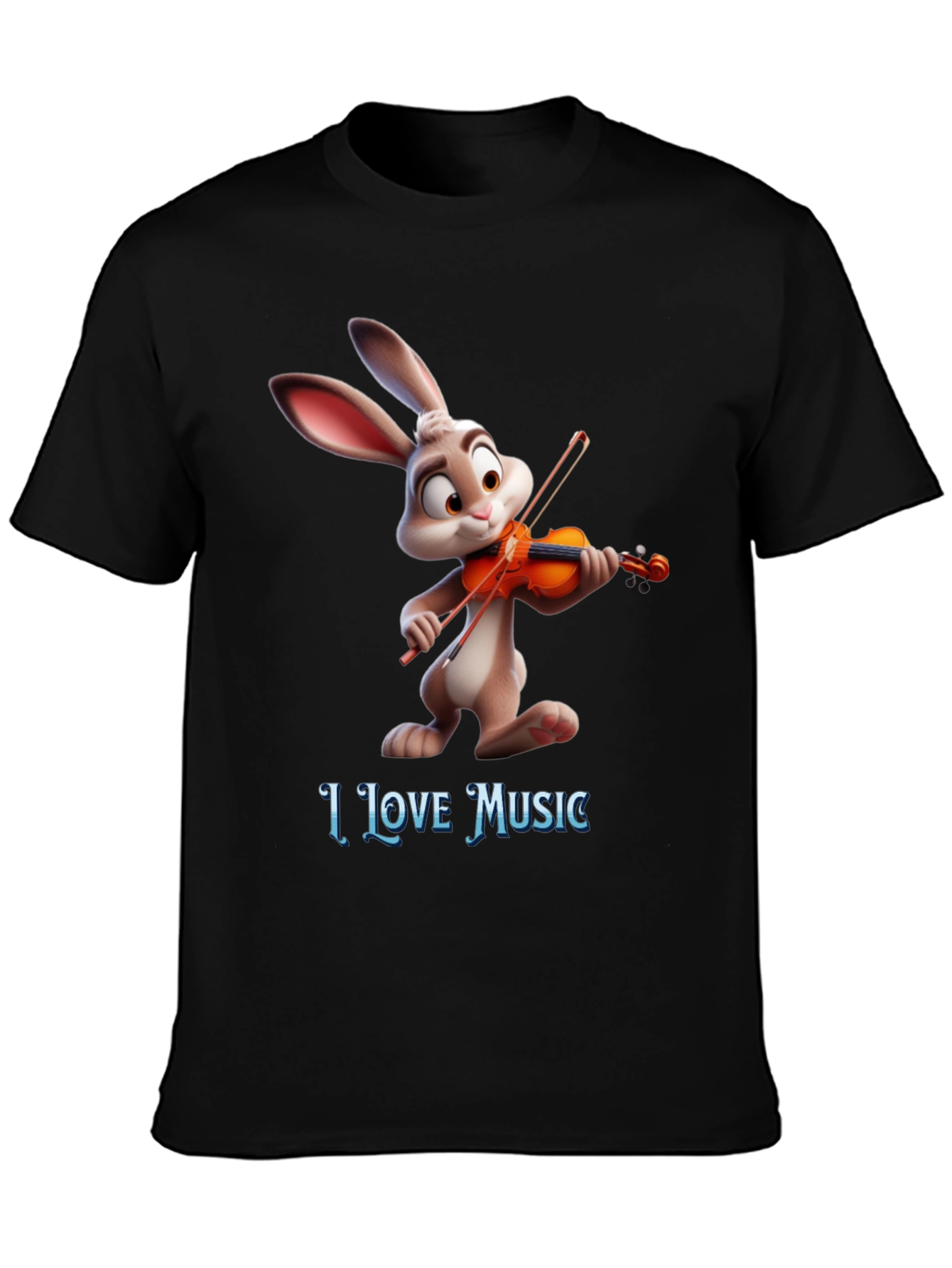 I Love Music T-Shirt with Bunny Playing Violin