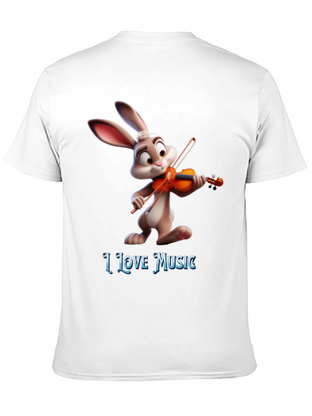 I Love Music T-Shirt with Bunny Playing Violin