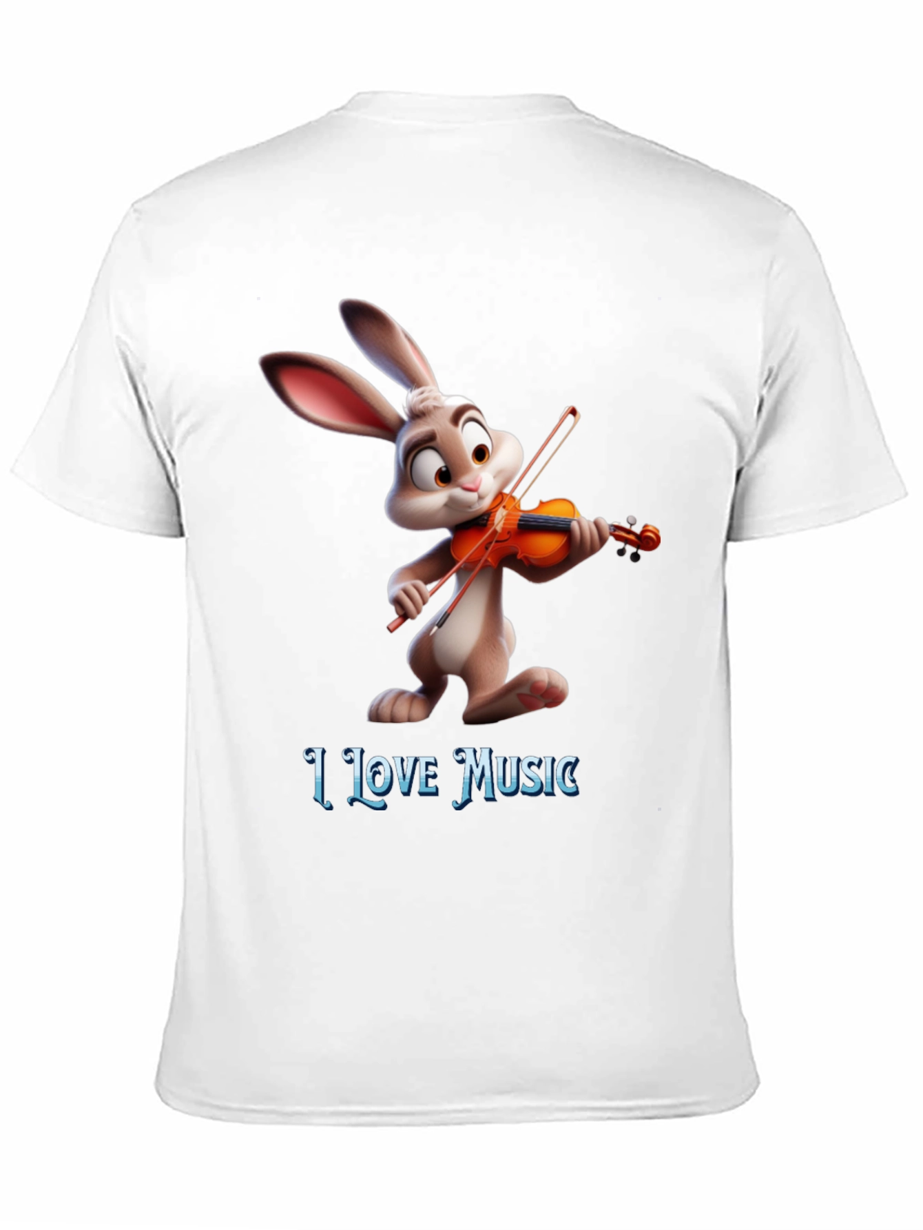 I Love Music T-Shirt with Bunny Playing Violin